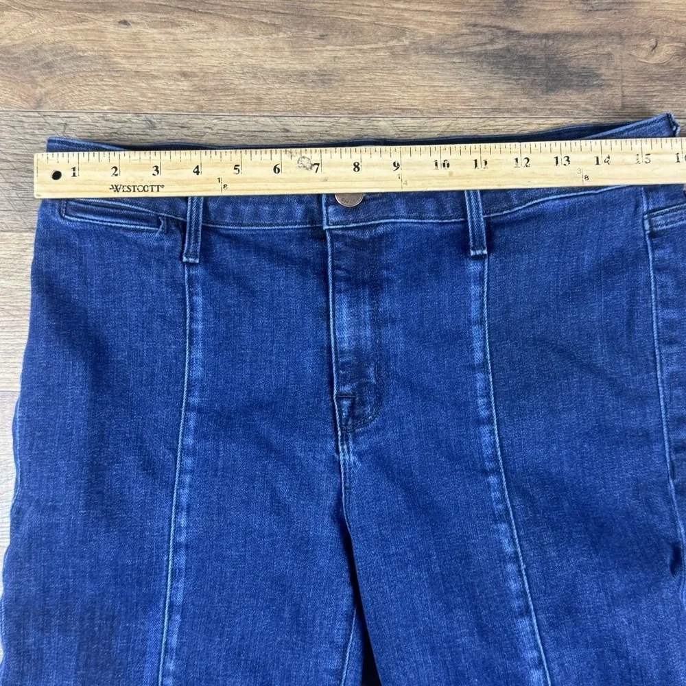 Parker Smith Womens Straight Leg Pleat Jeans‎ 12/31 Dark Wash Stretch Two-toned